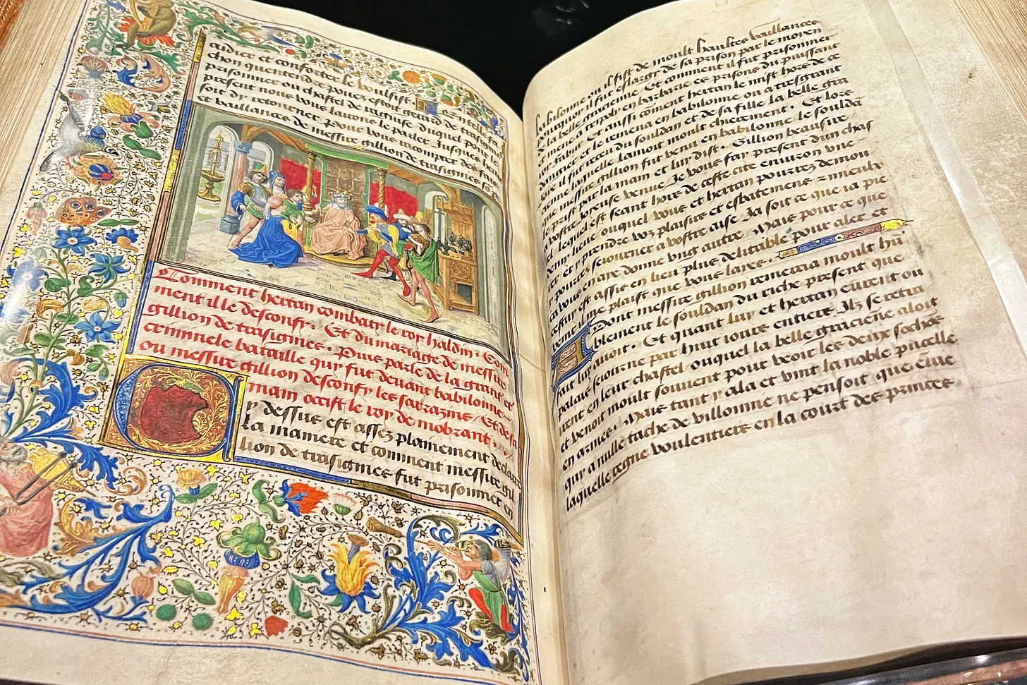 photo of open medieval illuminated manuscript